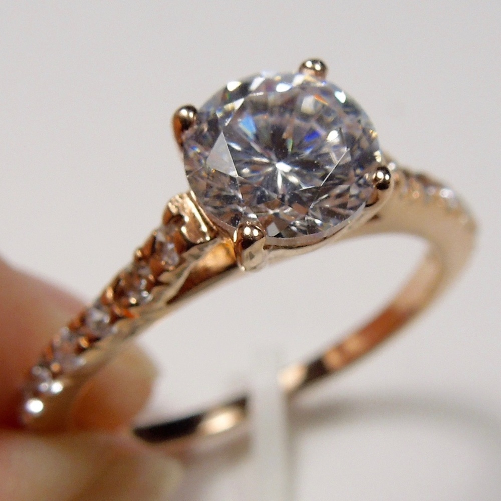 14kt Rose Gold Plated Sterling Silver CZ Ring